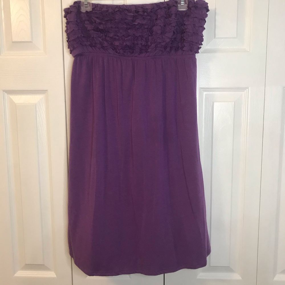 Purple strapless dress with cut out back
